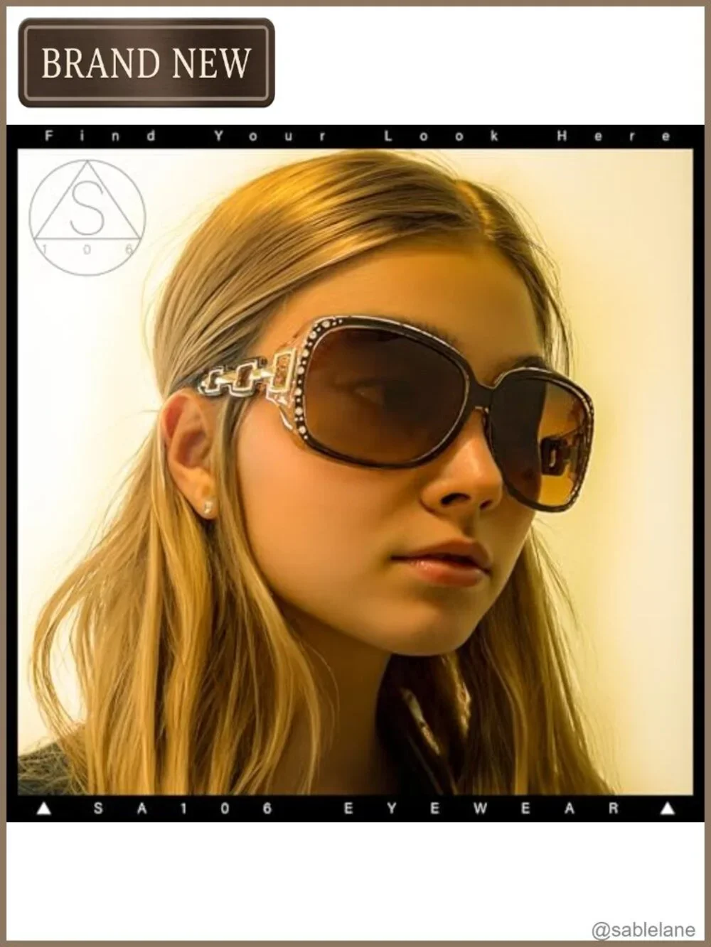 Oversized Rhinestone Sunglasses Women UV400 Rectangular